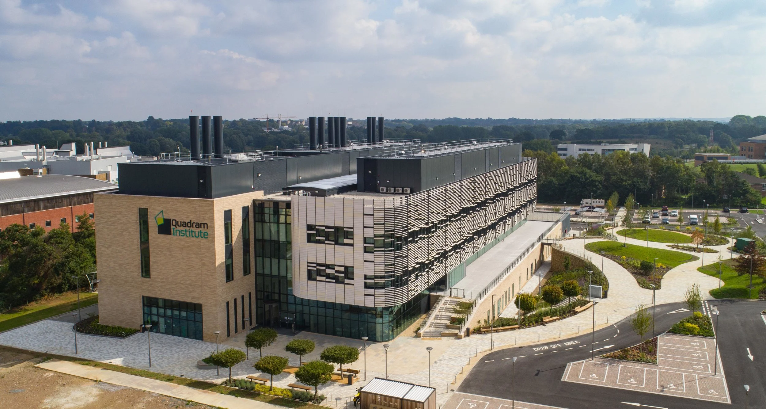 Aerial view of the Quadram Institute Bioscience building